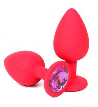 Пробка с розовым кристаллом "Vandersex" красная, S 